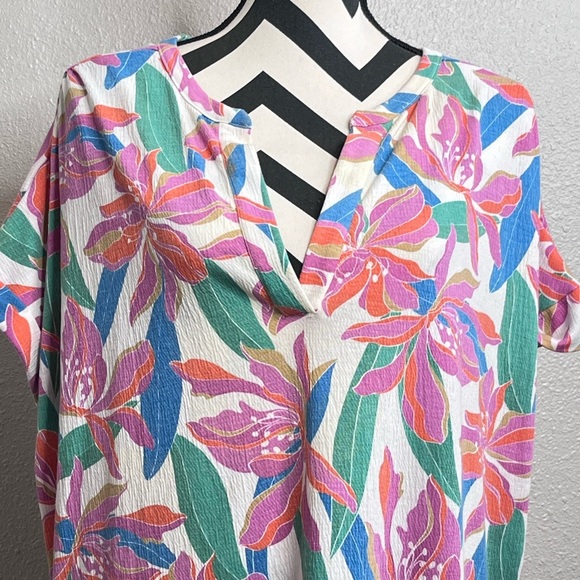 Lane Bryant Colorful Bloomcore Floral Sz 18/20 Short-Sleeve Blouse - Picture 4 of 11